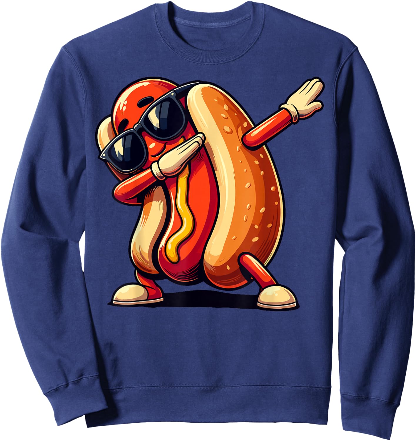 Cool Hot Dog Dabbing Funny Fast Food Hotdog Lovers Toddler Sweatshirt - Sweatshirt | Navy