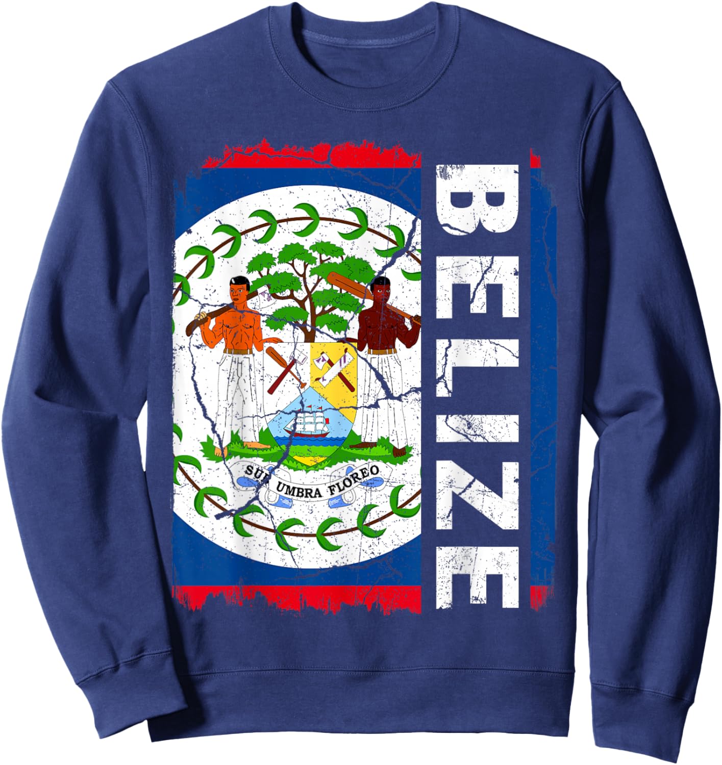 Vintage Belizean Flag Belize Pride Roots Heritage Sweatshirt - Sweatshirt | Navy