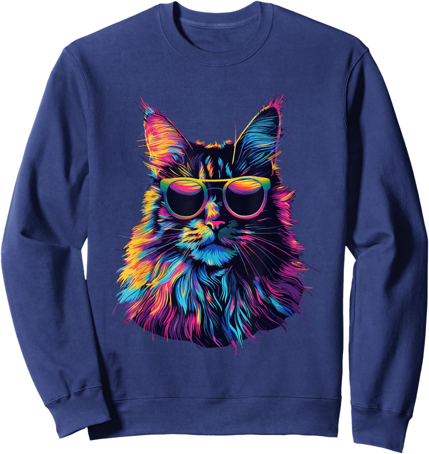 Maine Coon Cat Lovers Design Pop Art Funny Maine Coon Cat Sweatshirt - Sweatshirt | Navy