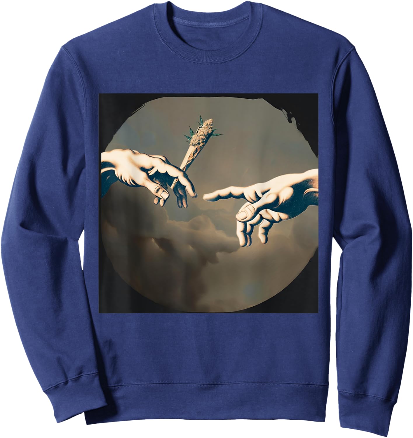 Creation of Adam's Pass the Joint Cannabis Weed 420 Bong Grass Sweatshirt - Sweatshirt | Navy