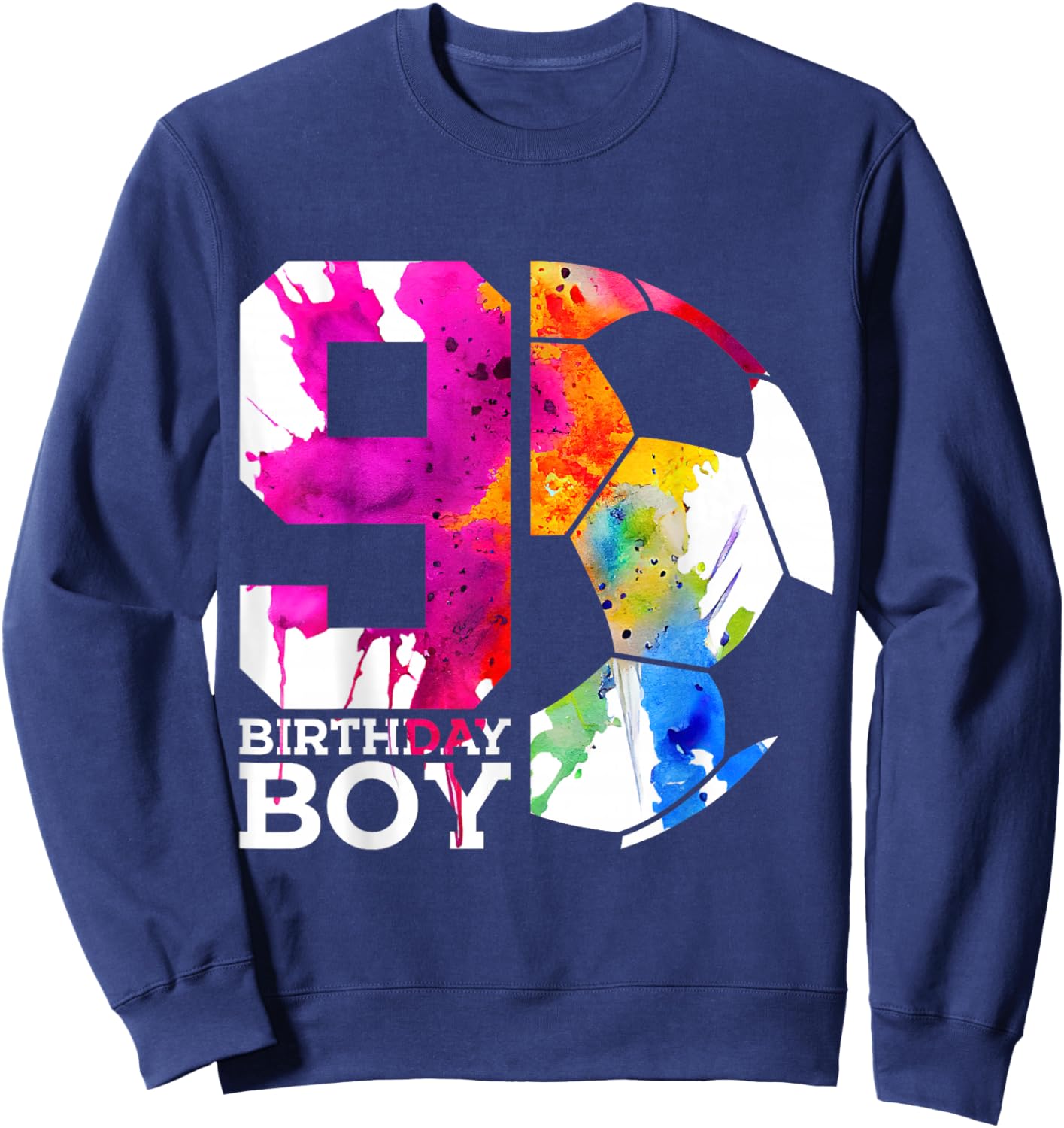 9 Birthday Boy Soccer 9th Birthday Sweatshirt - Sweatshirt | Navy