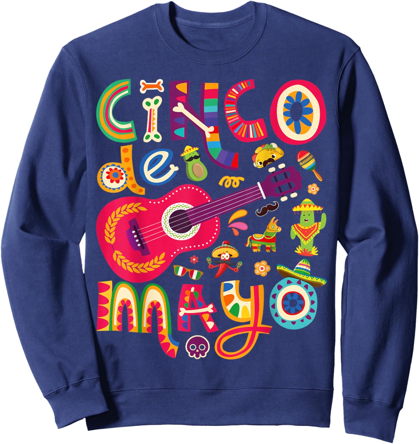 Cinco de Mayo , Mexican Taco Guitar Fiesta Cinco de Mayo Sweatshirt - Sweatshirt | Navy