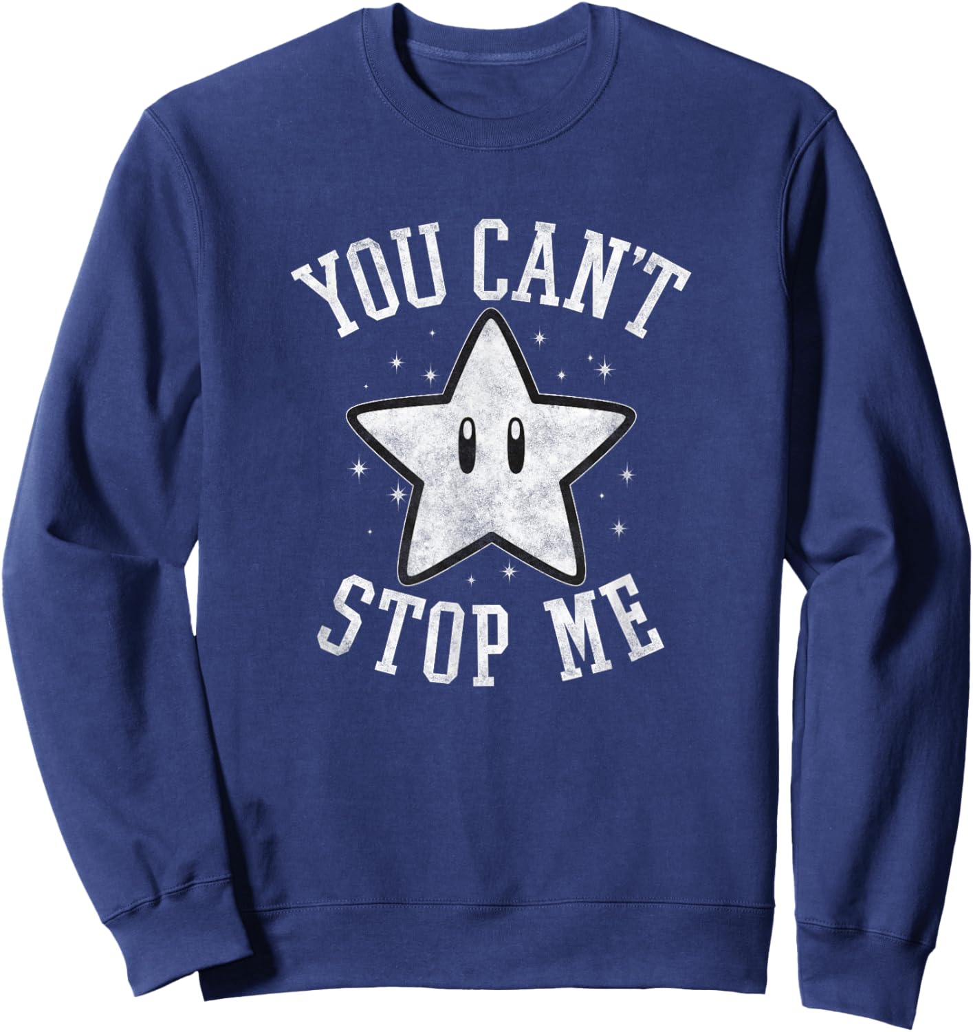 Super Mario Super Star You Can't Stop Me Faded Nintendo Icon Sweatshirt - Sweatshirt | Navy