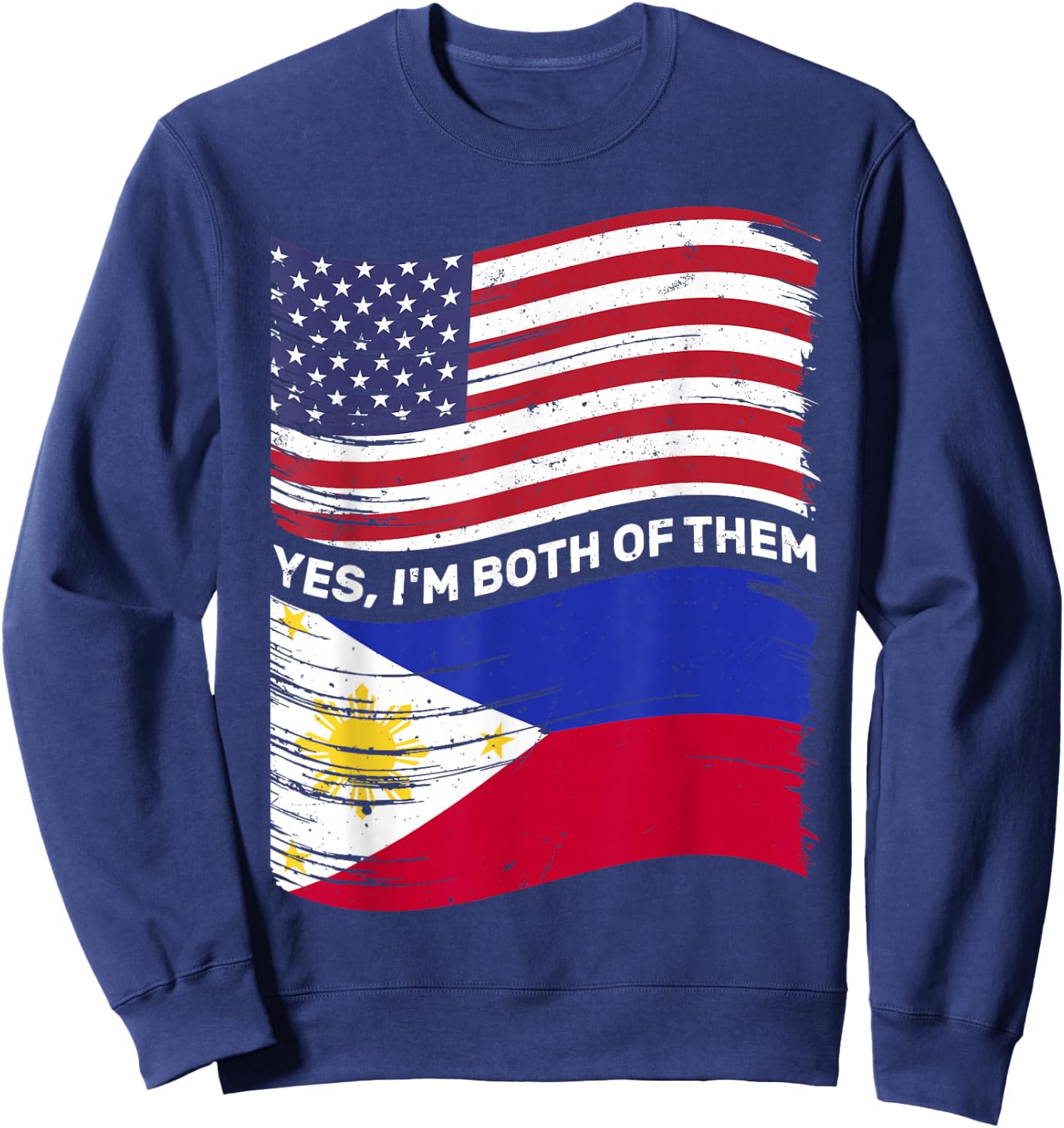 Half American Half Filipino USA Philippines Flag Mixed Kids Sweatshirt - Sweatshirt | Navy