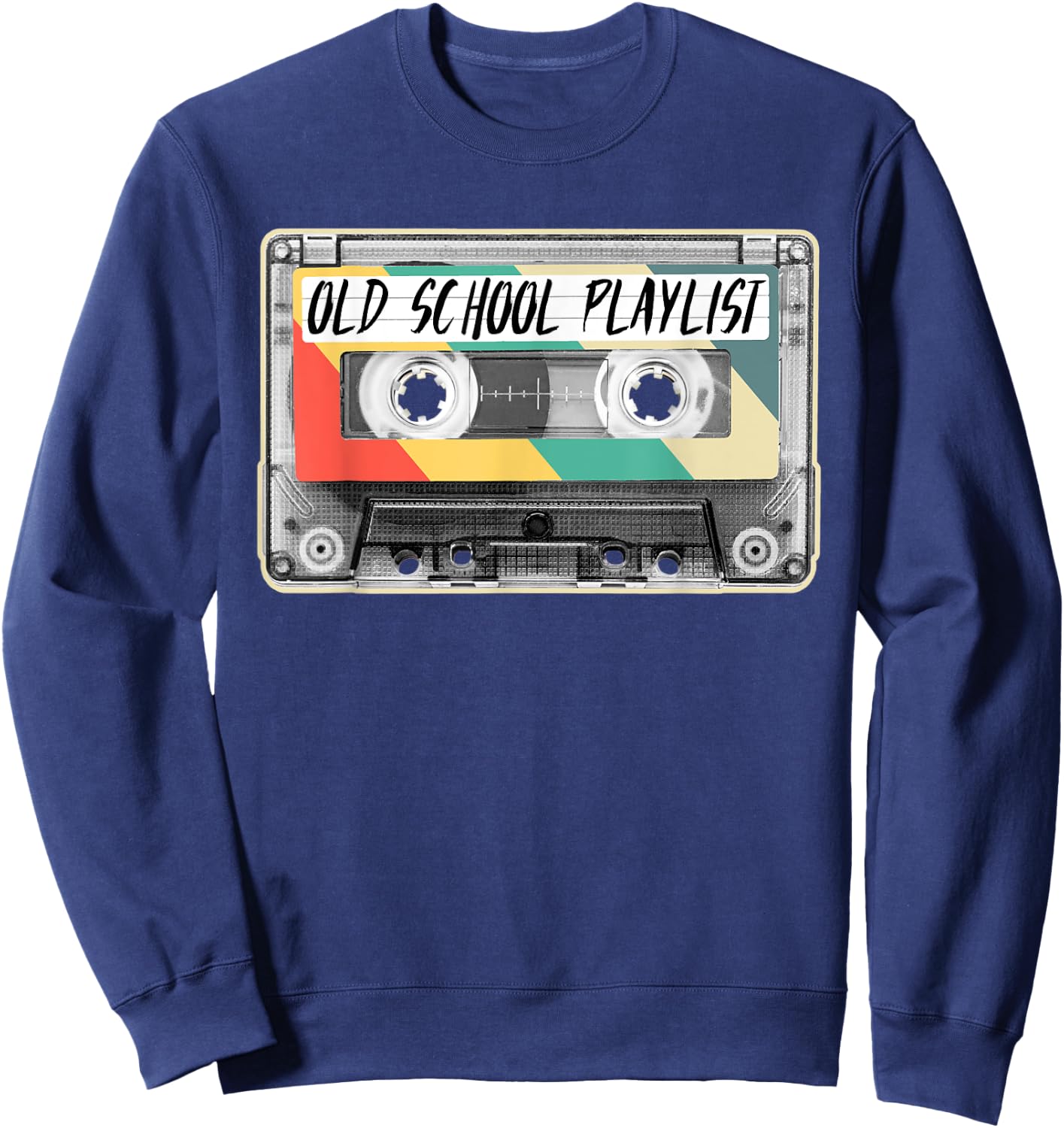80s Cassette Tape Fashion Old School Playlist 1980s Costume Sweatshirt - Sweatshirt | Navy