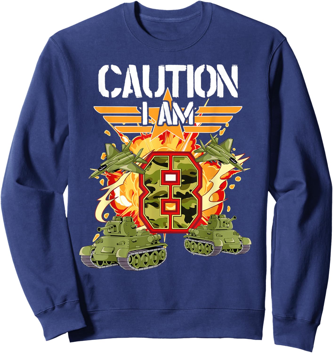 8th Birthday Army Sweatshirt - Sweatshirt | Navy