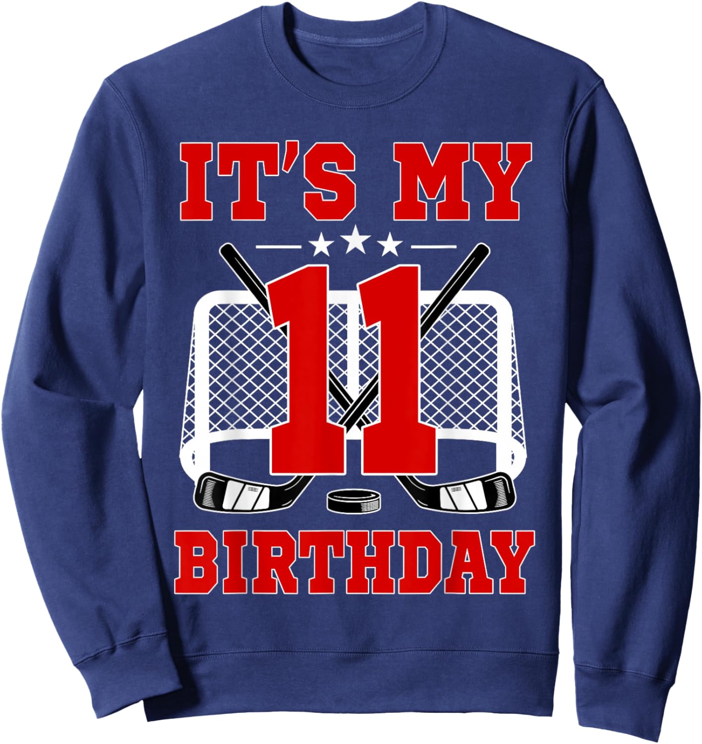 It's My 11th Birthday Girl Ice Hockey Theme 11 Year Old Sweatshirt - Sweatshirt | Navy