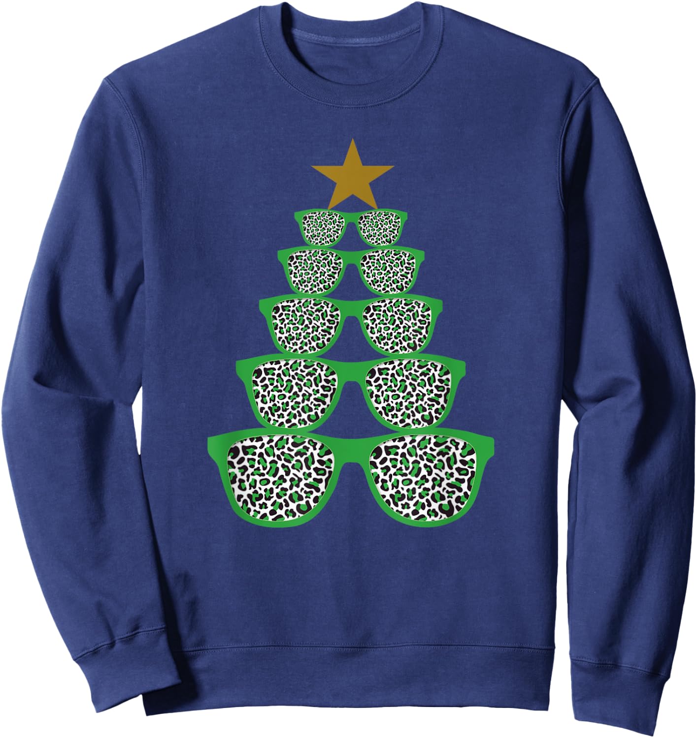 Cute Sunglasses Optometrist Christmas Tree Leopard Optician Sweatshirt - Sweatshirt | Navy