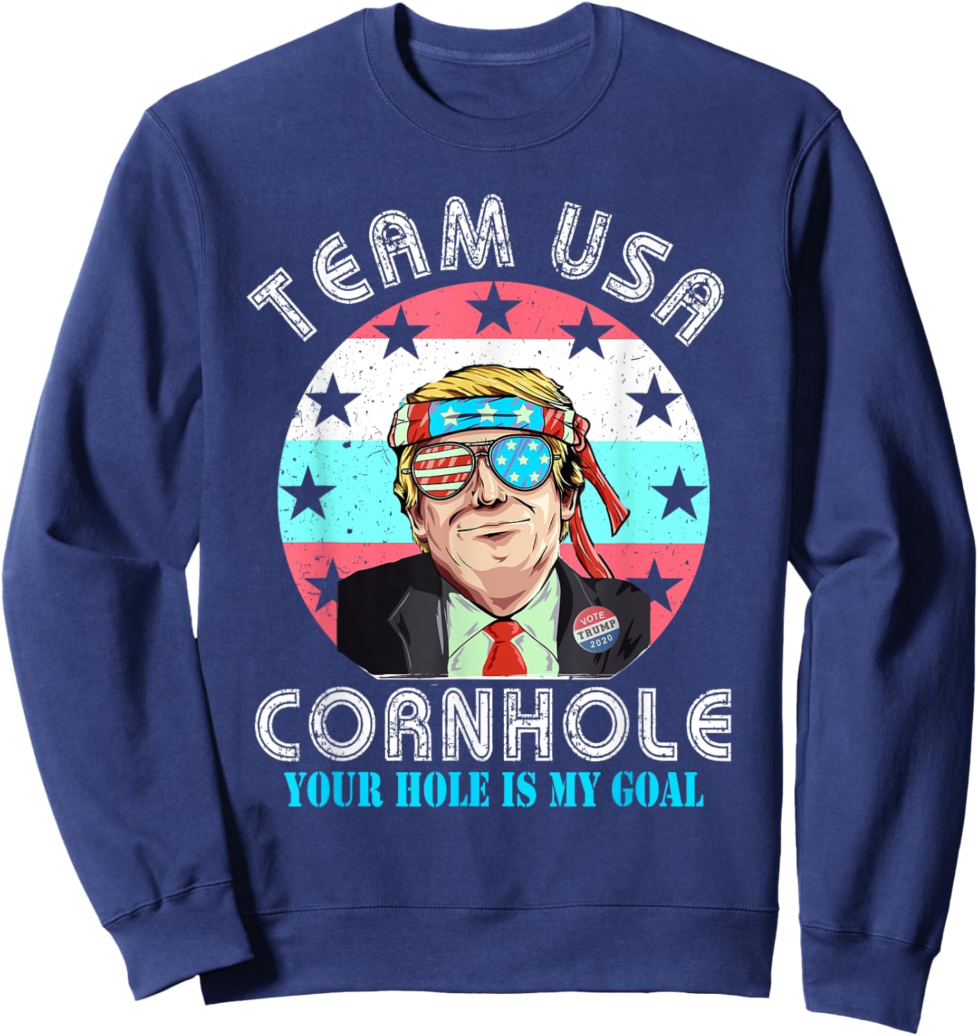 USA Cornhole Shirt | Team Cornhole Shirts | Funny Cornhole Sweatshirt - Sweatshirt | Navy