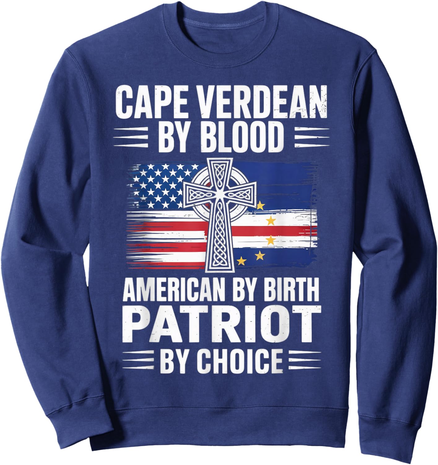 Blood American Cabo Verde Flag Pride Verdian Cape Verde Sweatshirt - Sweatshirt | Navy