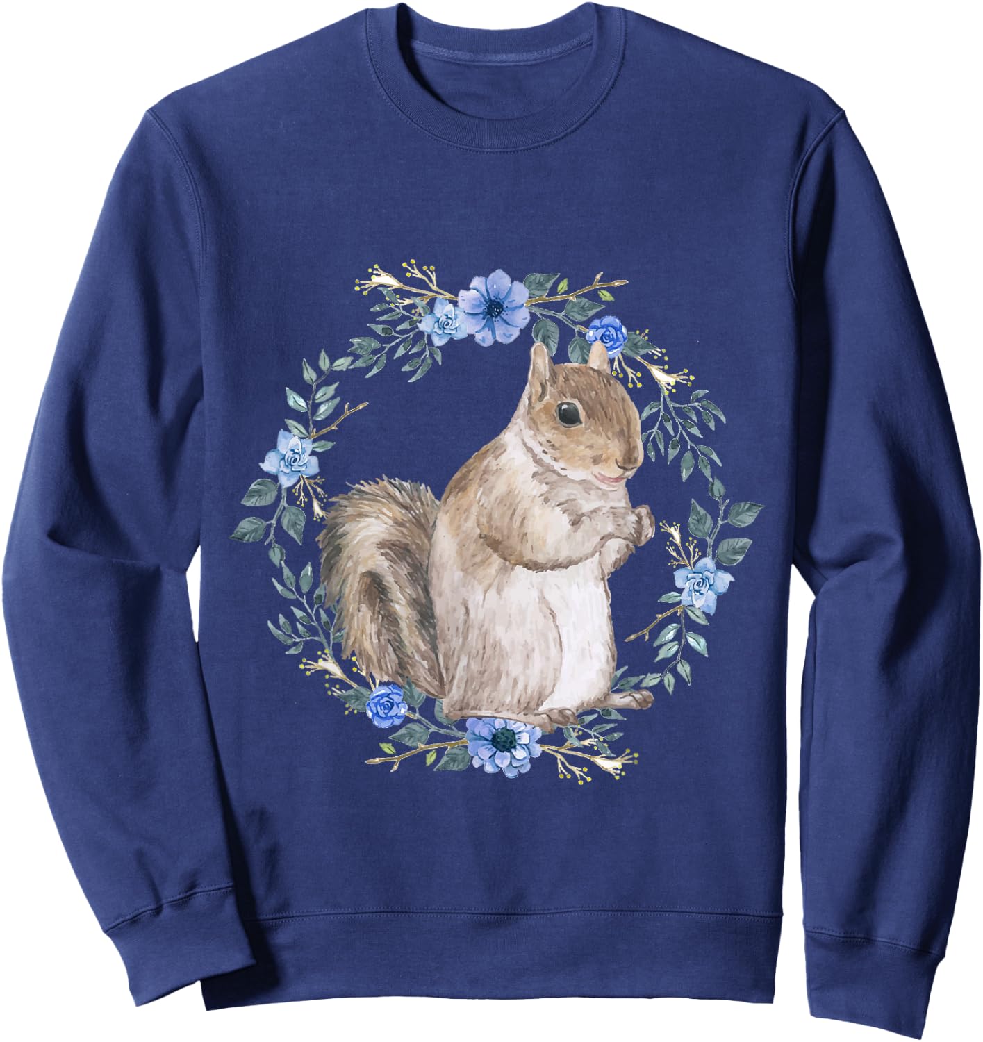 Flower Circle Squirrel Sweatshirt - Sweatshirt | Navy