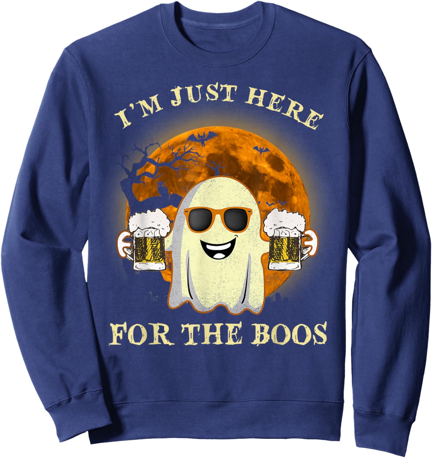 I'm Just Here For The Boos Ghost Beer Halloween Costume Sweatshirt - Sweatshirt | Navy