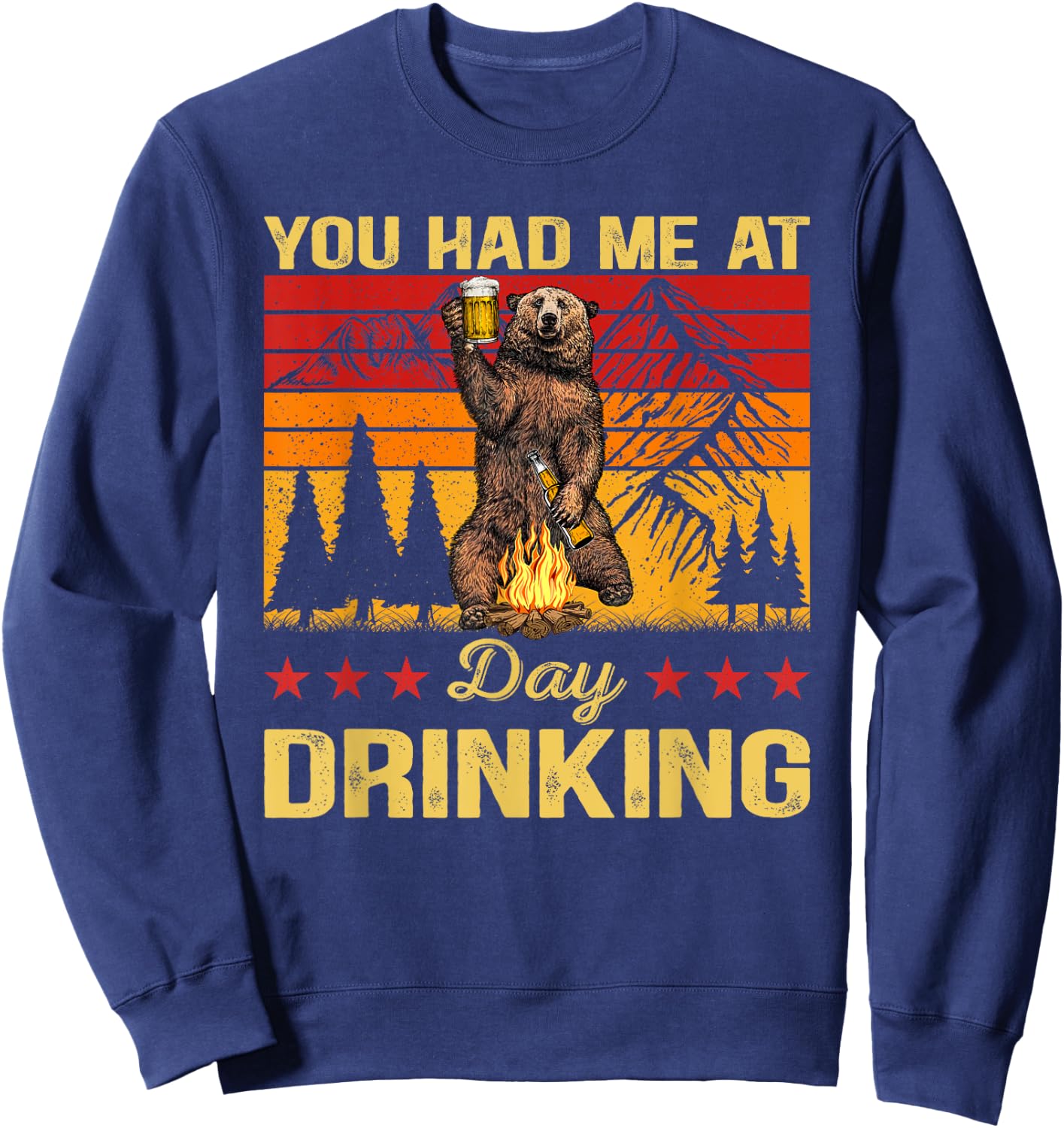 You Had Me At Day Drinking Vintage Bear Drinking Beer Sweatshirt - Sweatshirt | Navy