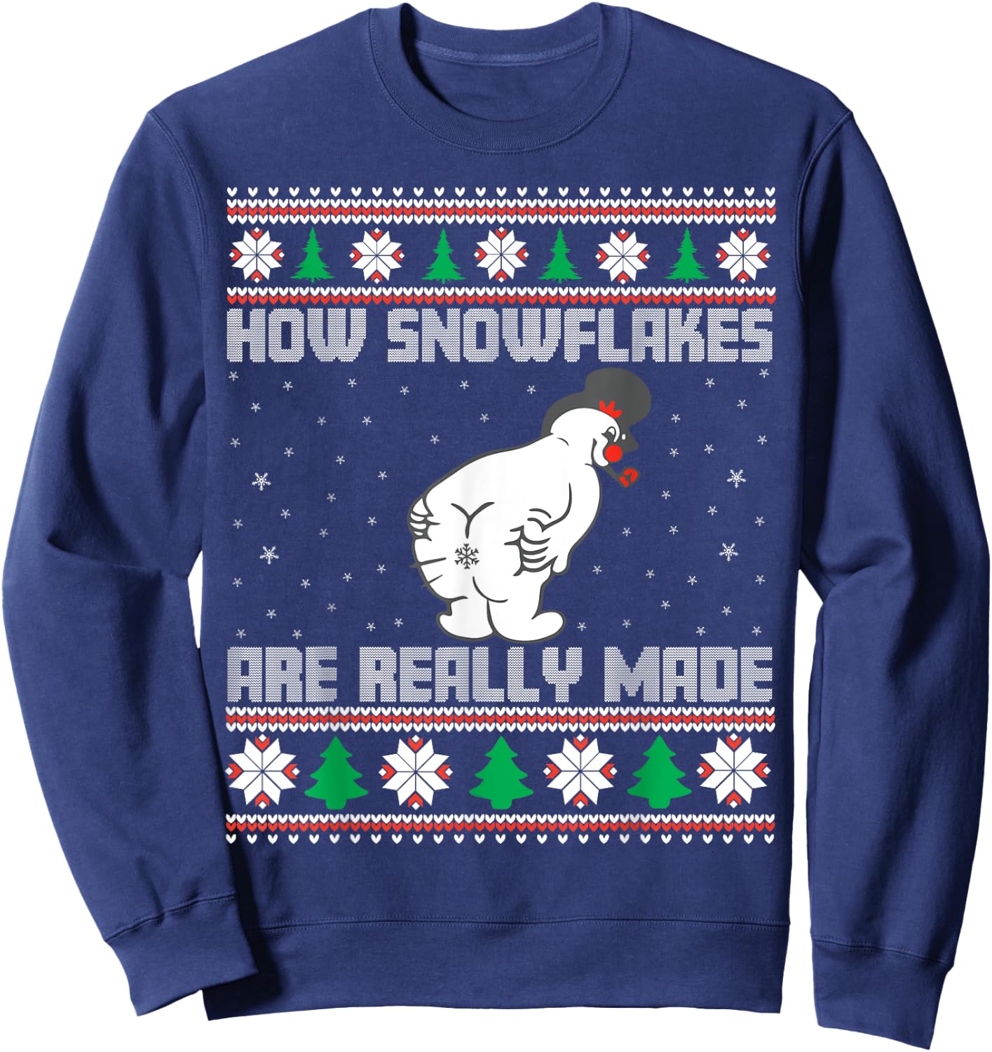 How The Snowflakes Are Really Made Ugly Christmas Pajamas Sweatshirt - Sweatshirt | Navy