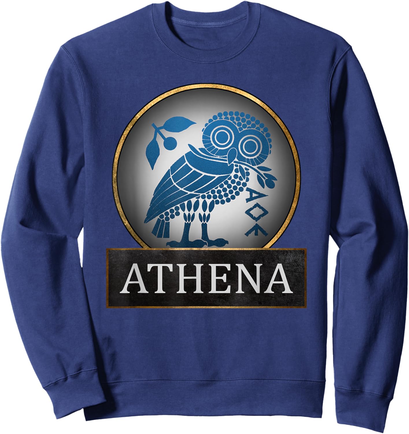 Athena Owl Symbol of Greek Goddess of Wisdom and Sweatshirt - Sweatshirt | Navy