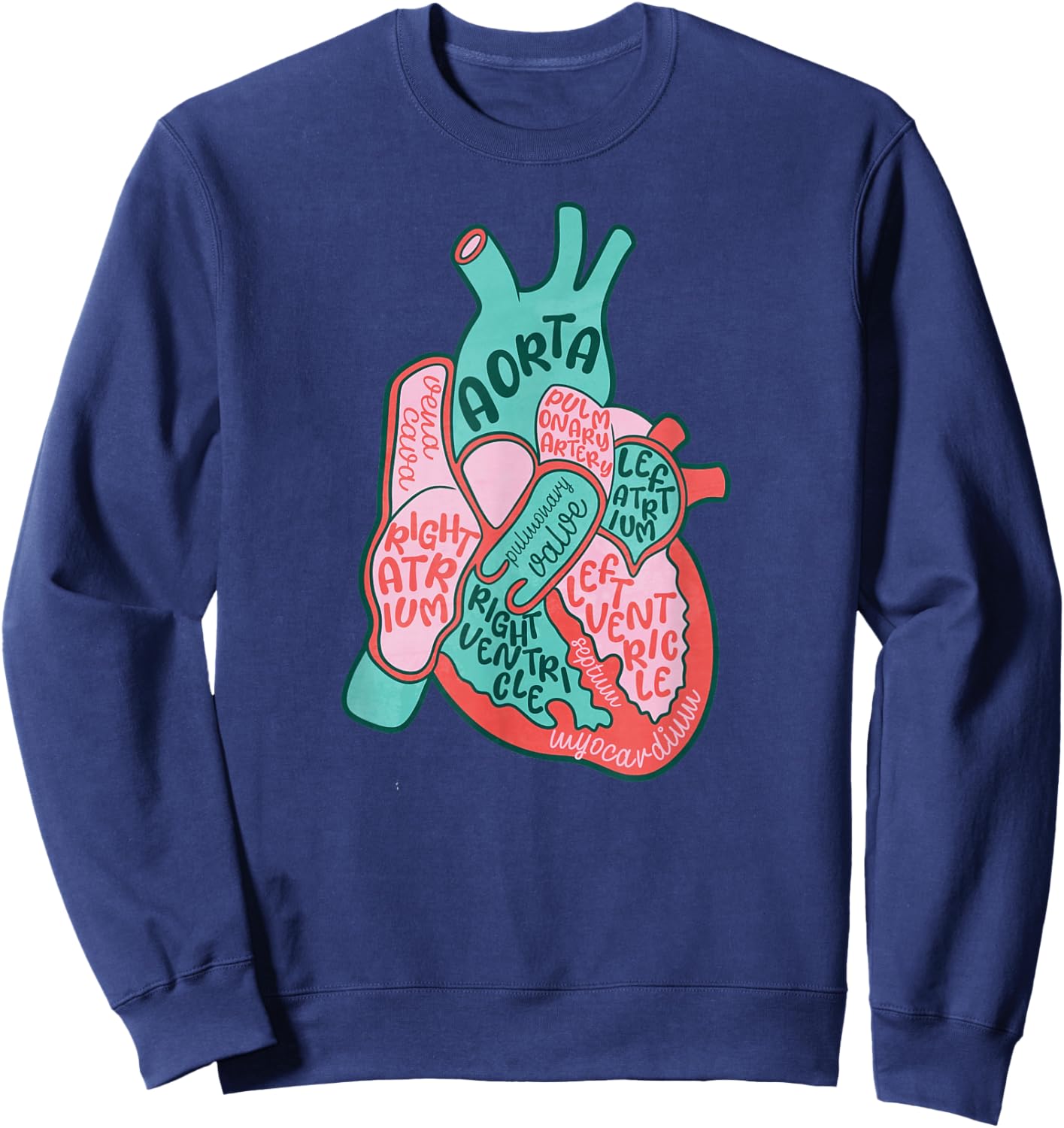 CVICU Cardiac Nurse Human Heart Anatomy Cardiology Biology Sweatshirt - Sweatshirt | Navy