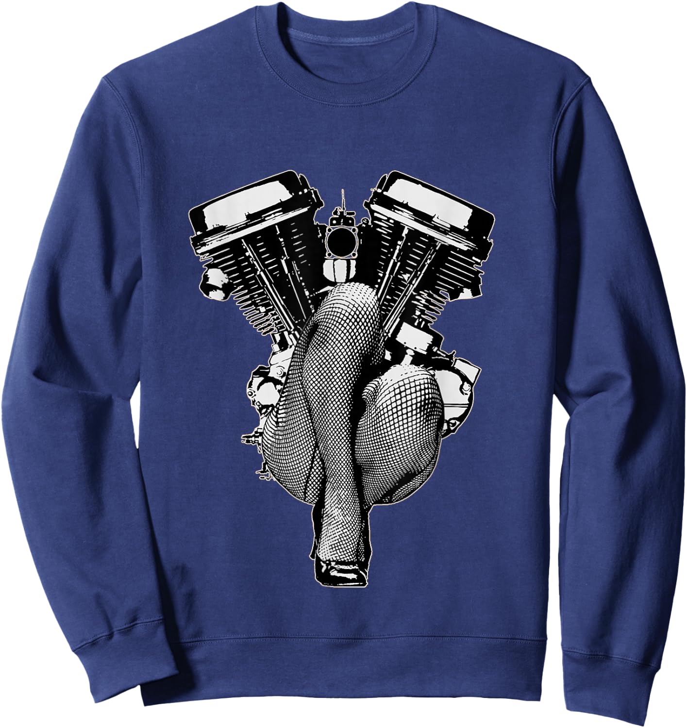 Ultra Sexy HD Panhead Pinup Motorcycle Lets Biker Gear VTwin Sweatshirt - Sweatshirt | Navy