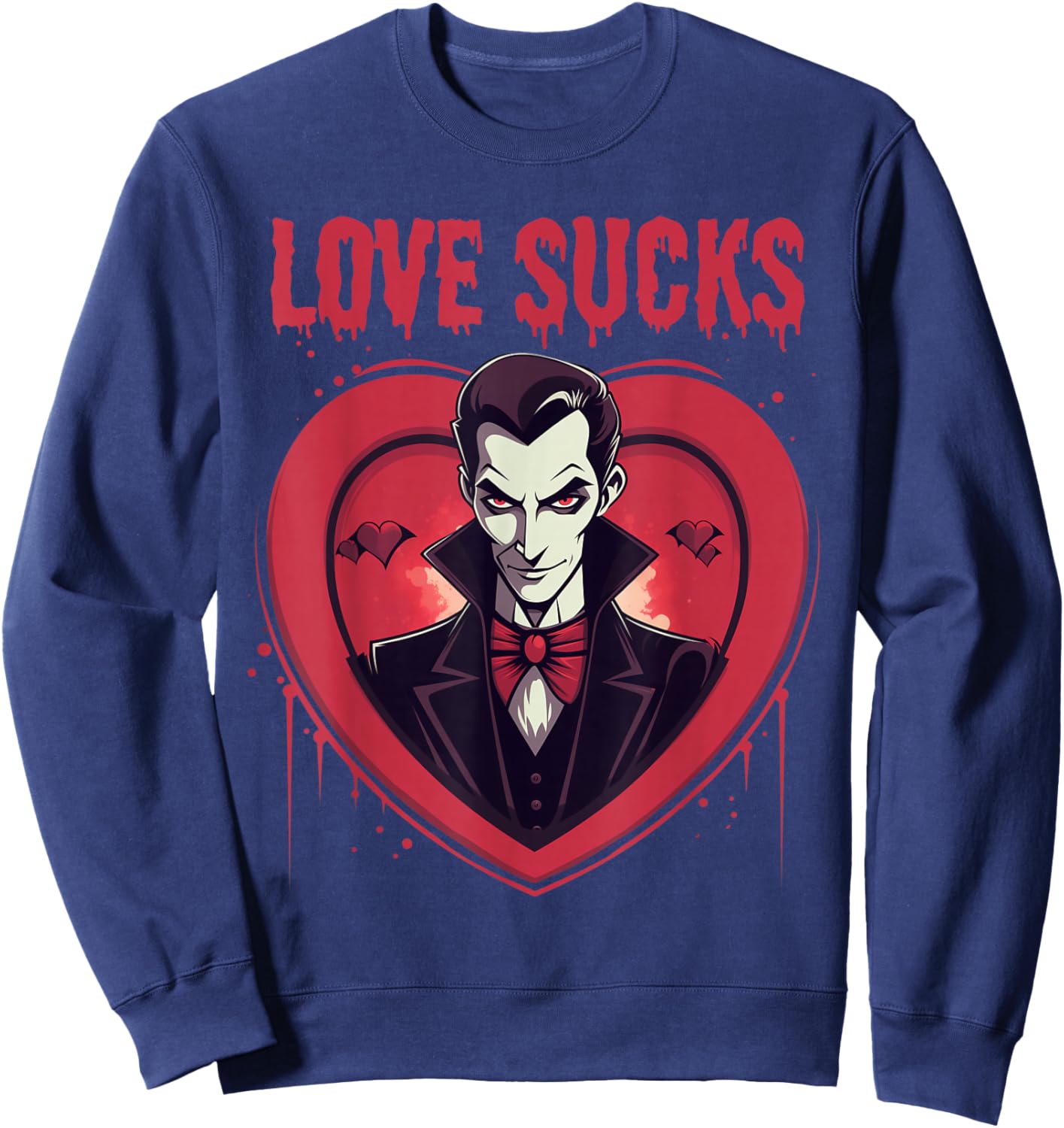 Valloween Love Sucks Vampire Anti Valentines Halloween Sweatshirt - Sweatshirt | Navy