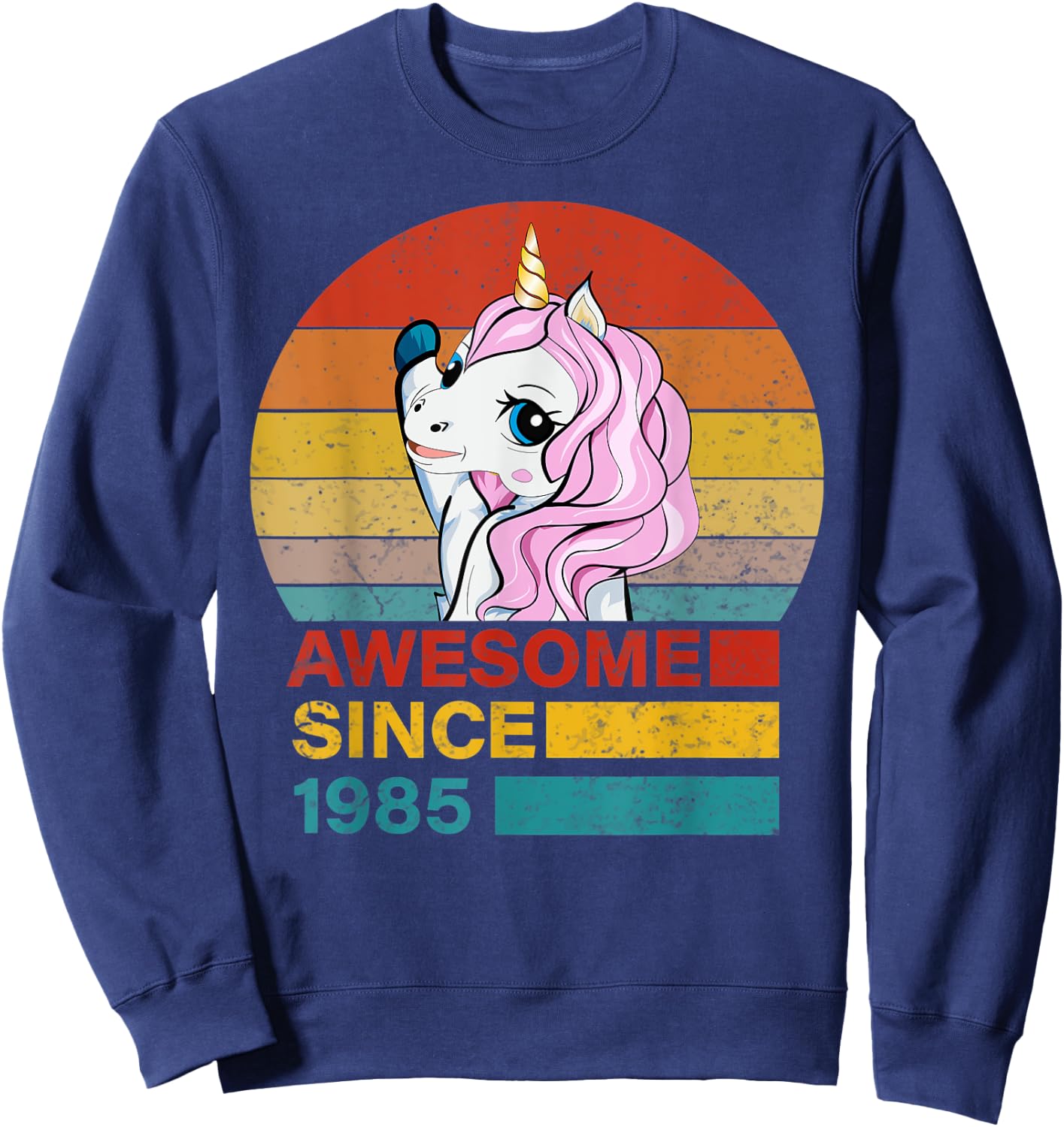 Unicorn Birthday Awesome Since 1985 36 year old birthday Gif Sweatshirt - Sweatshirt | Navy