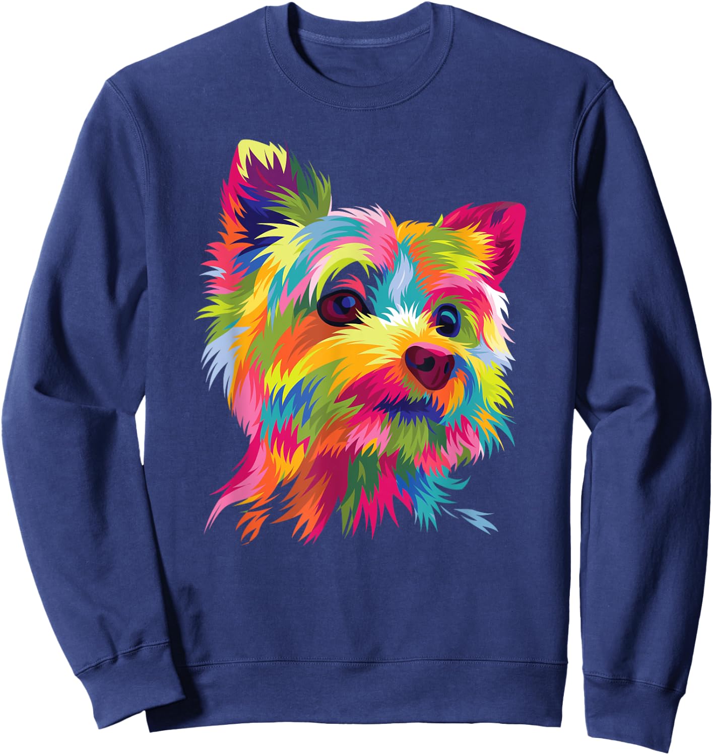 Colorful Pop Art Yorkshire Terrier Portrait Yorkie Lover Sweatshirt - Sweatshirt | Navy