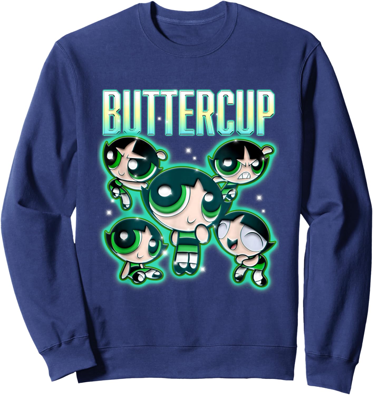 The Powerpuff Girls Buttercup Chrome Multi Pose Sweatshirt - Sweatshirt | Navy