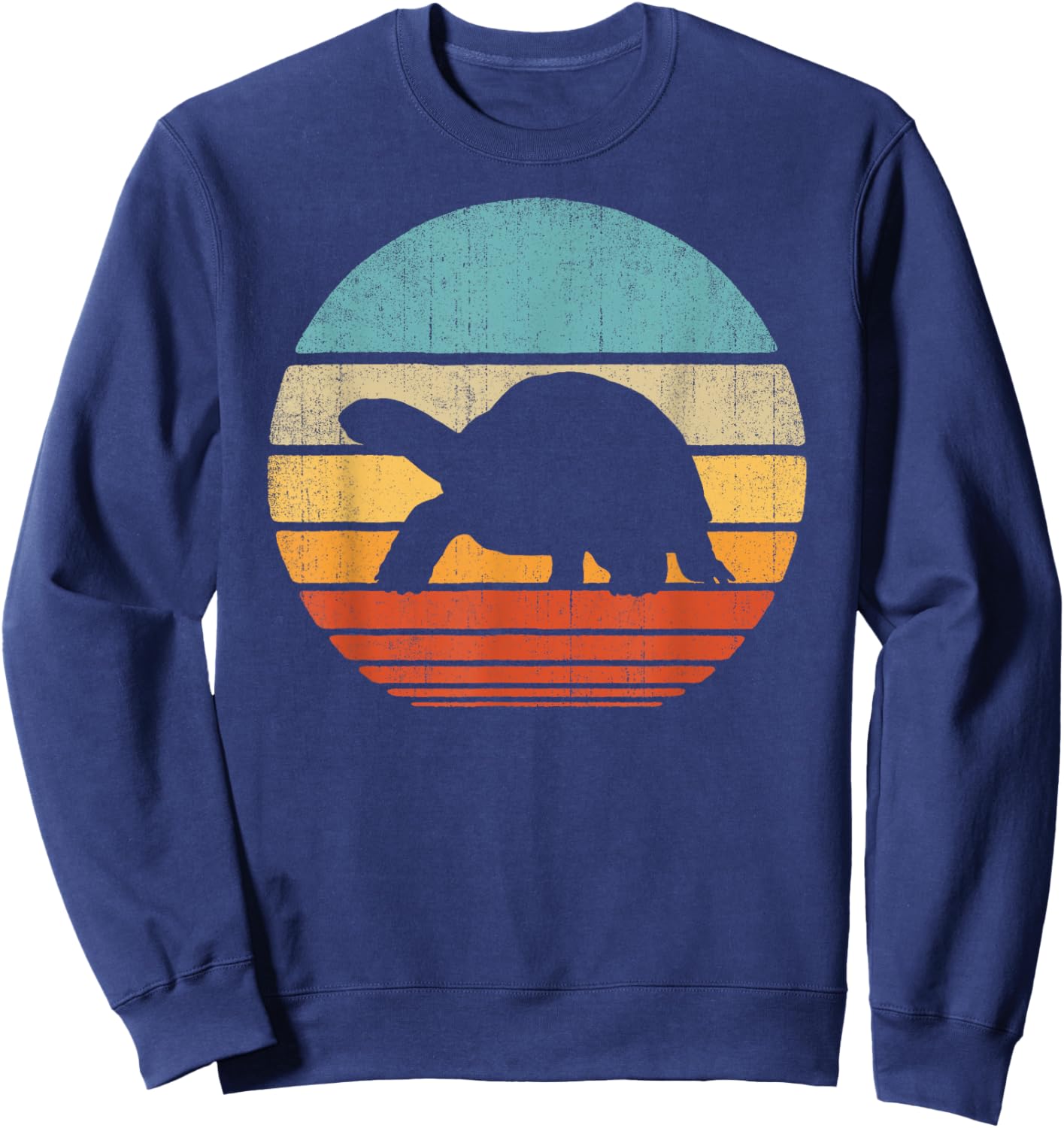 Tortoise Retro Vintage 60s 70s Sunset Turtle Reptile Animal Sweatshirt - Sweatshirt | Navy