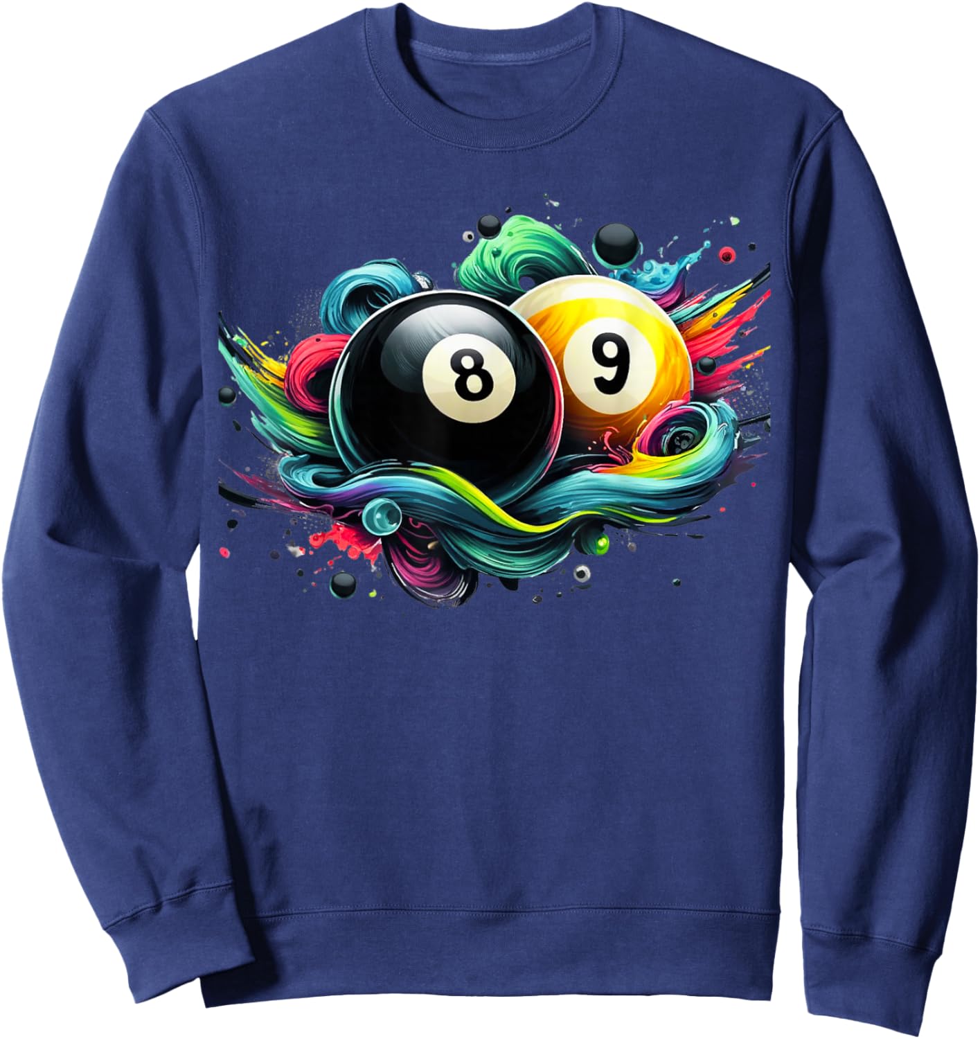 Billiards Pool Player 8 Ball 9 Ball Paint Art Billiard Balls Sweatshirt - Sweatshirt | Navy