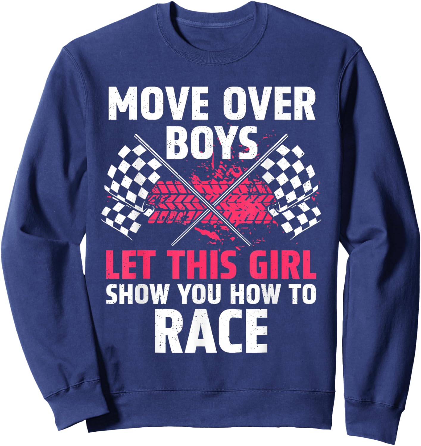 Funny Race Car Driver Art For Girls Women Kids Racing Lover Sweatshirt - Sweatshirt | Navy