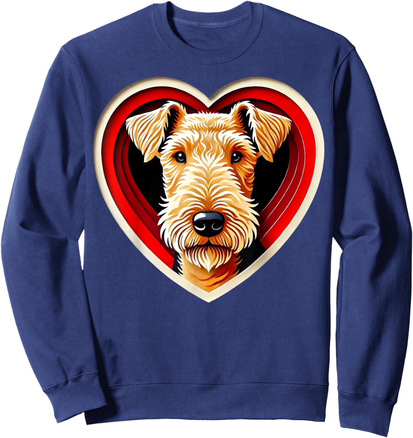 Airedale Terrier Heart Cute Puppy Dog Lover Sweatshirt - Sweatshirt | Navy