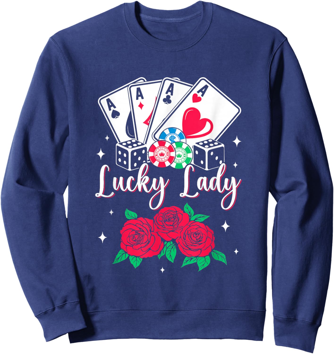 Lucky Lady Poker Player Gambling Casino Design Women Sweatshirt - Sweatshirt | Navy