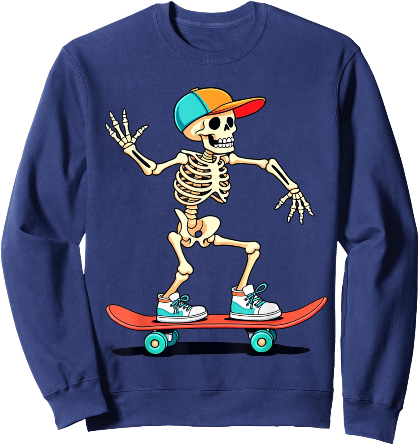Skeleton Skating Skateboarding Skater Boys Girls Kids Sweatshirt - Sweatshirt | Navy