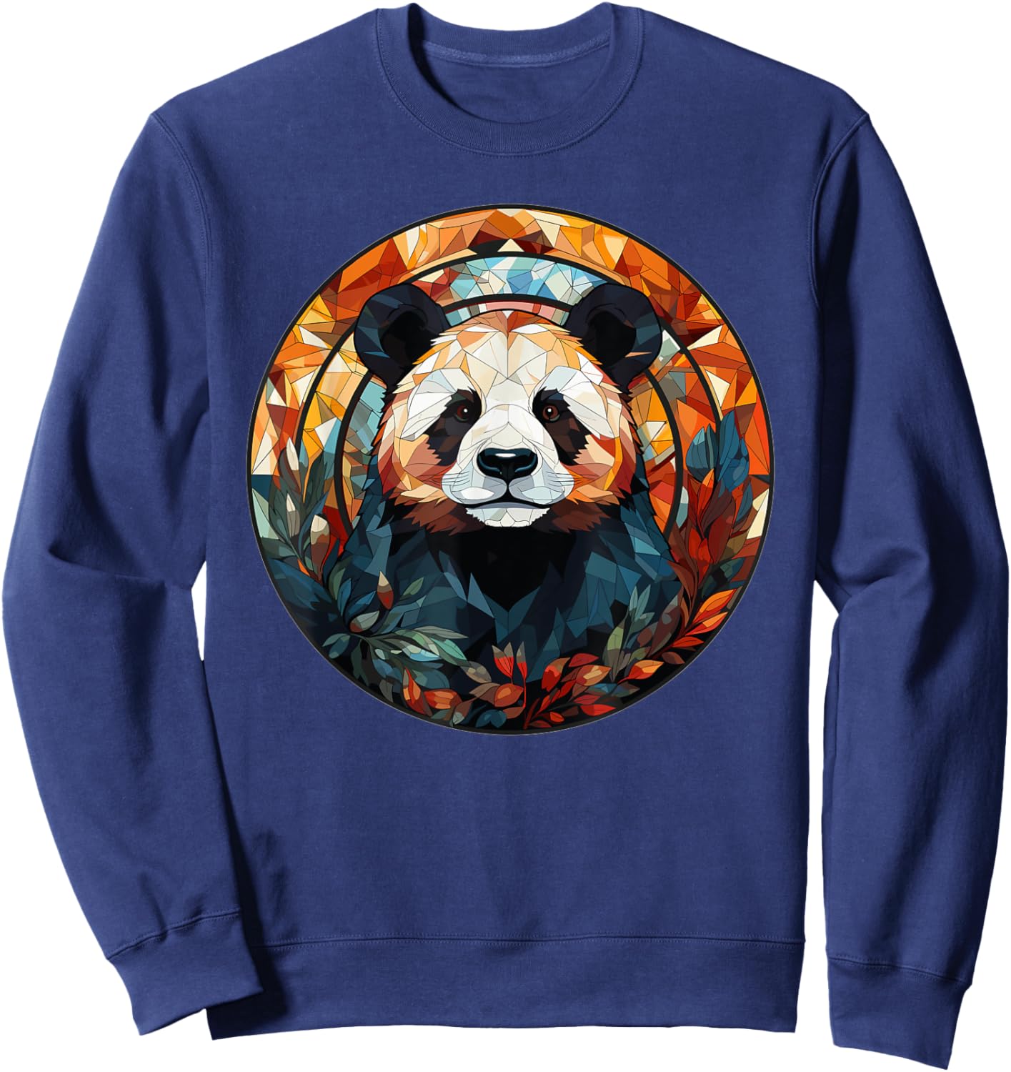 Aesthetic Stained Glass Panda Sweatshirt - Sweatshirt | Navy