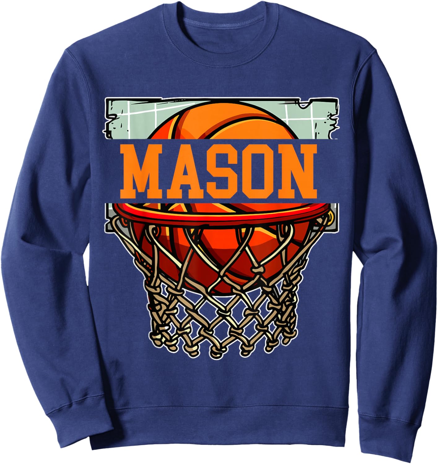 Nom personnalisé Mason Basketball Sweatshirt - Sweatshirt | Navy
