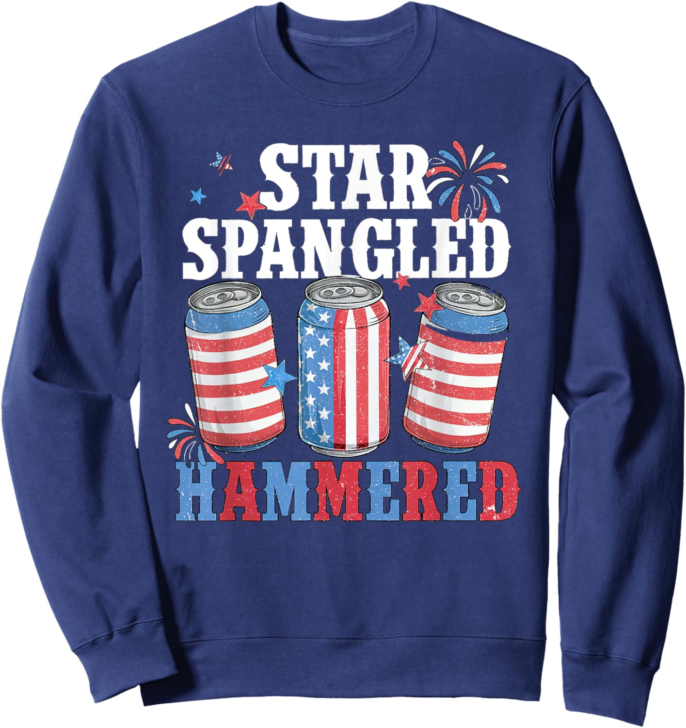 Retro Getting Star Spangled Hammered America 4th Of July Men Sweatshirt - Sweatshirt | Navy