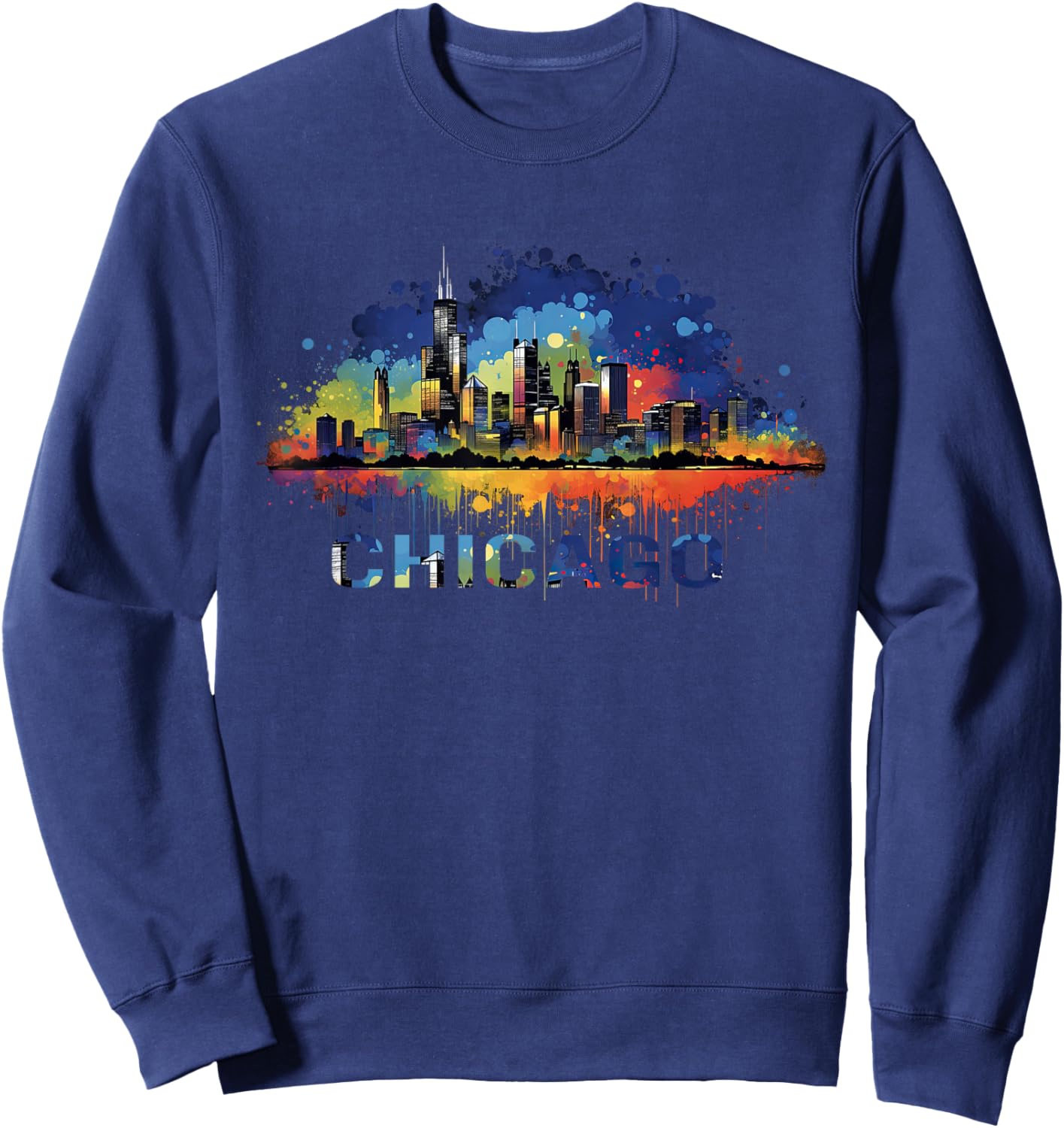 Chicago City Downtown Skyline Sweatshirt - Sweatshirt | Navy