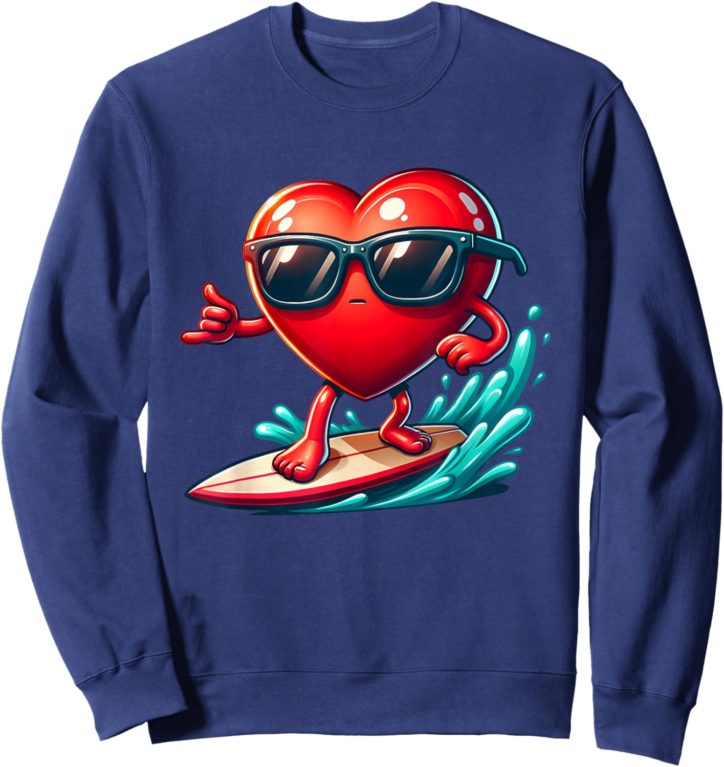 Funny Valentine Surfing Surfer Surf Water Sports Couples Sweatshirt - Sweatshirt | Navy