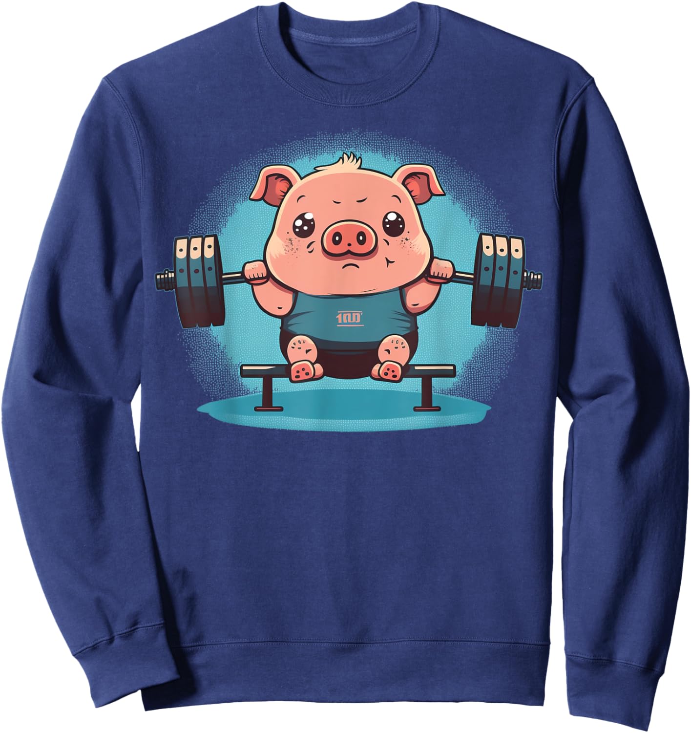Pig Weightlifting Funny Fitness Gym Pig Sweatshirt - Sweatshirt | Navy