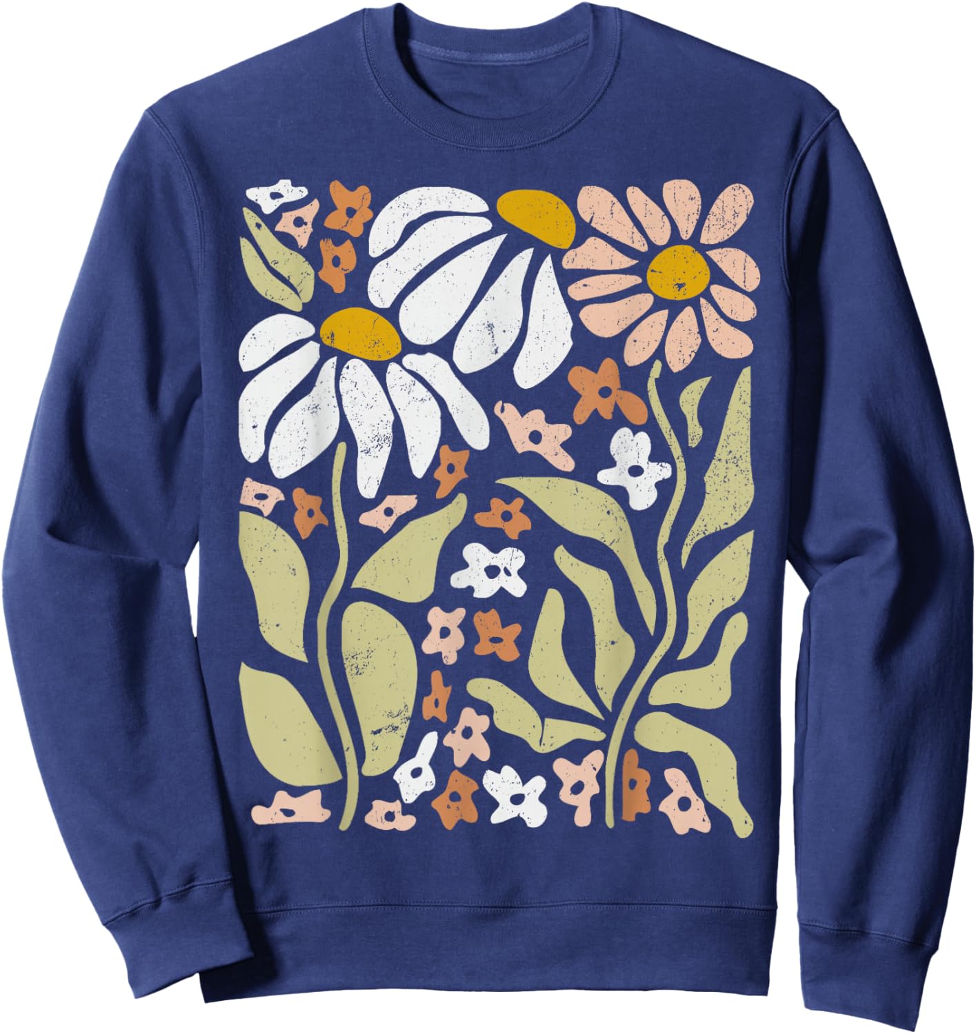 Boho Wildflowers Floral Nature Flower Sweatshirt - Sweatshirt | Navy