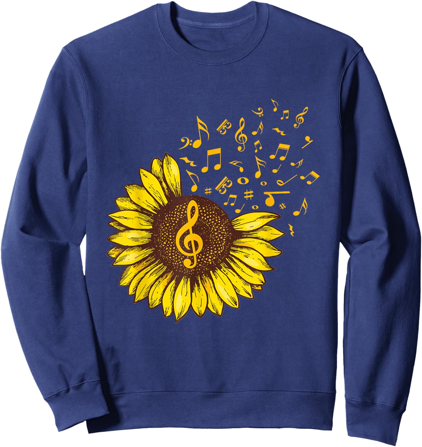 Sunflower Music Note Music Lovers Sweatshirt - Sweatshirt | Navy