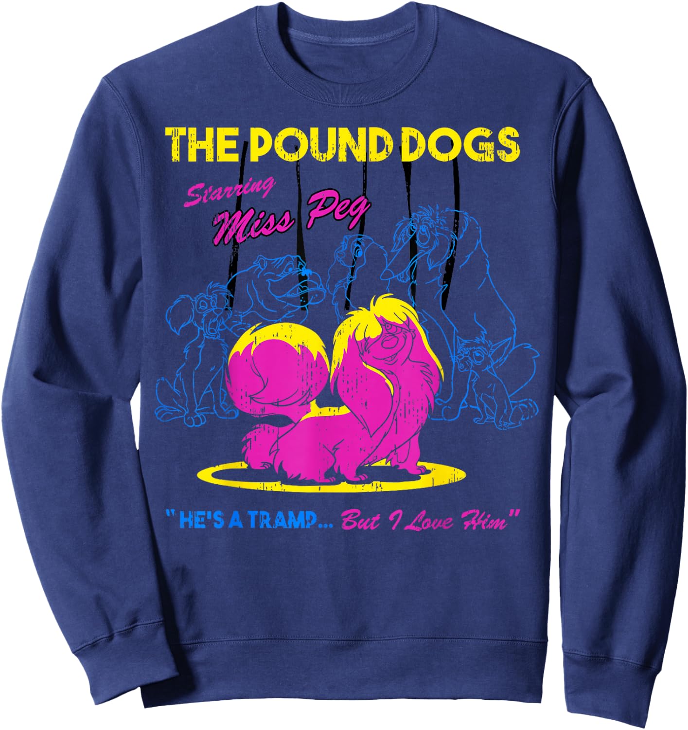 Disney The Lady And The Tramp Miss Peg Neon Portrait Sweatshirt - Sweatshirt | Navy