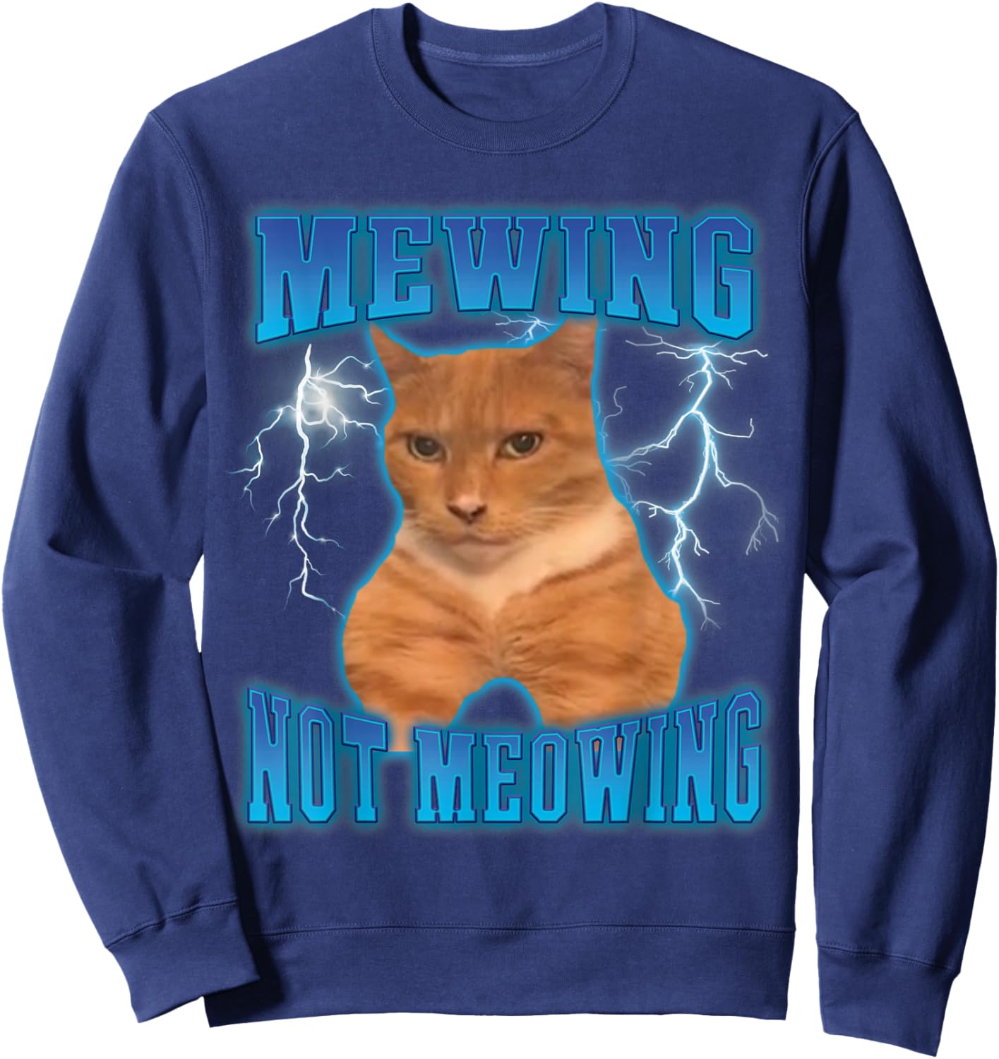 Cat Mewing Meme Cat Mewing Not Meowing Sweatshirt - Sweatshirt | Navy