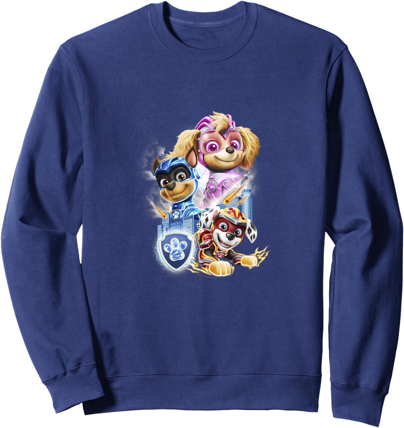 Kids PAW Patrol: The Mighty Movie Skye Chase Marshall Logo Sweatshirt - Sweatshirt | Navy