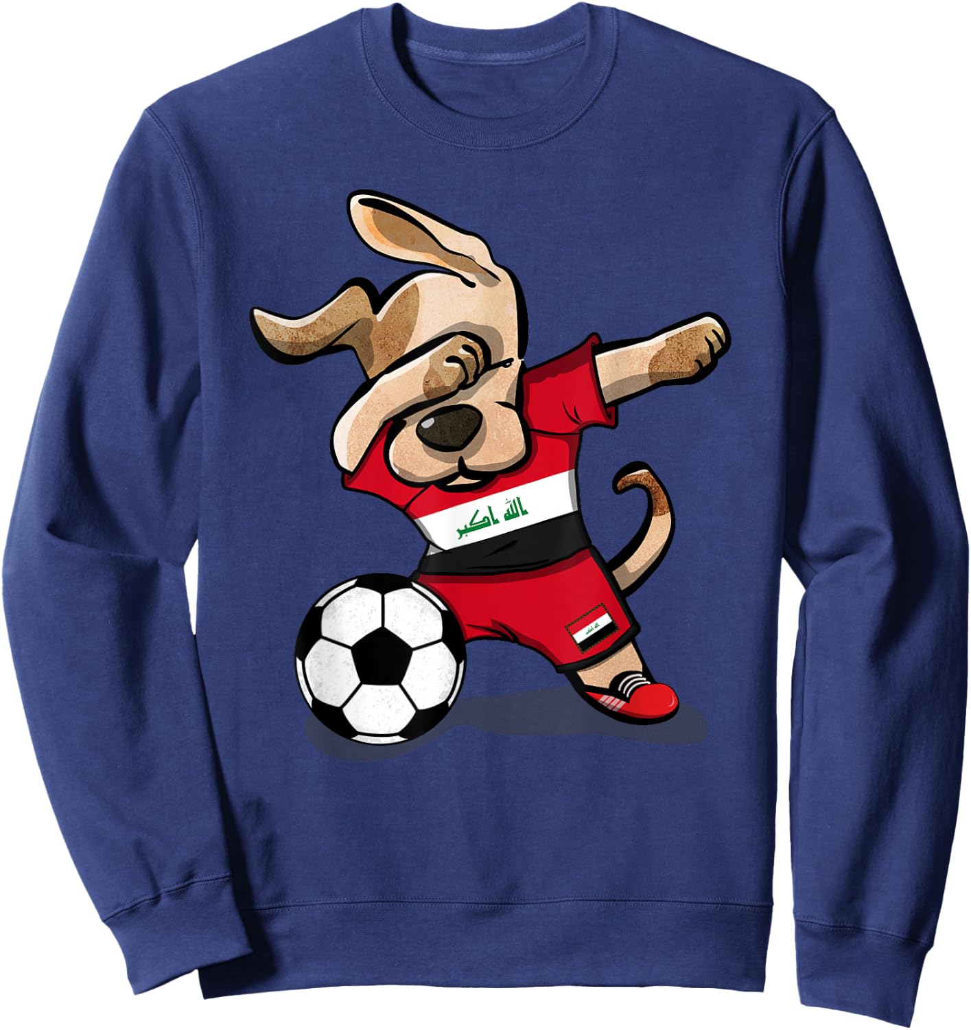 Dabbing Dog Iraq Soccer Fans Jersey Iraqi Football Lovers Men Women Girls Kids Sweatshirt - Sweatshirt | Navy