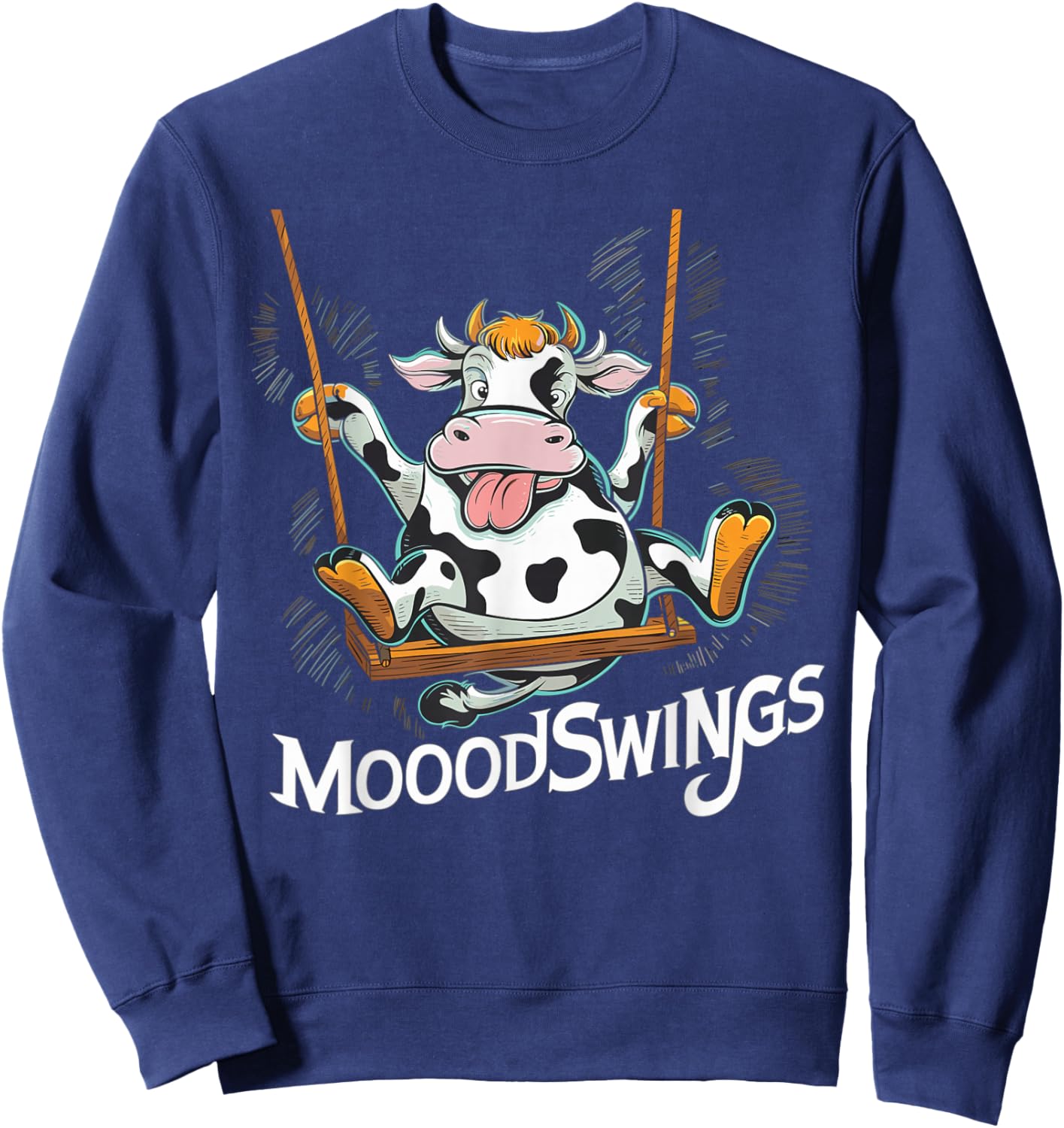 Funny Cow Mood Swings Pun Sweatshirt - Sweatshirt | Navy