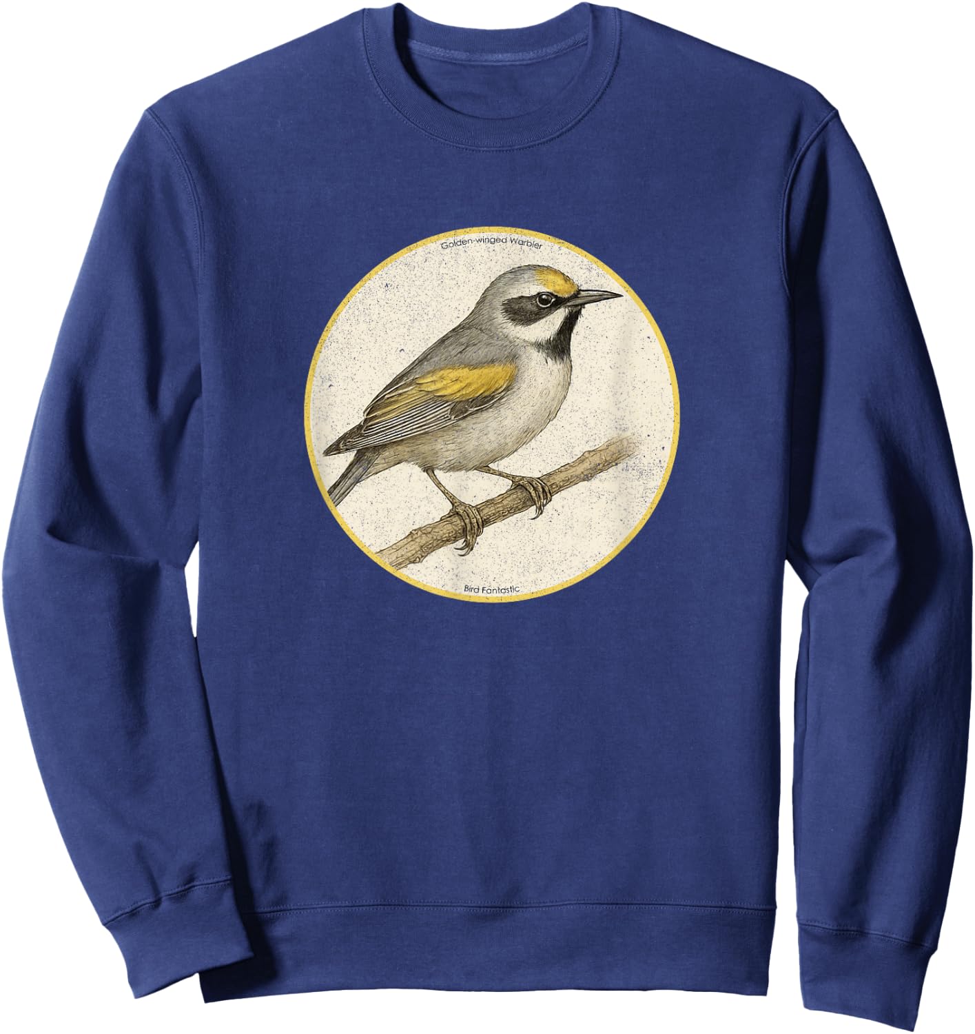 Colorful Retro Golden-Winged Warbler Bird Design Sweatshirt - Sweatshirt | Navy