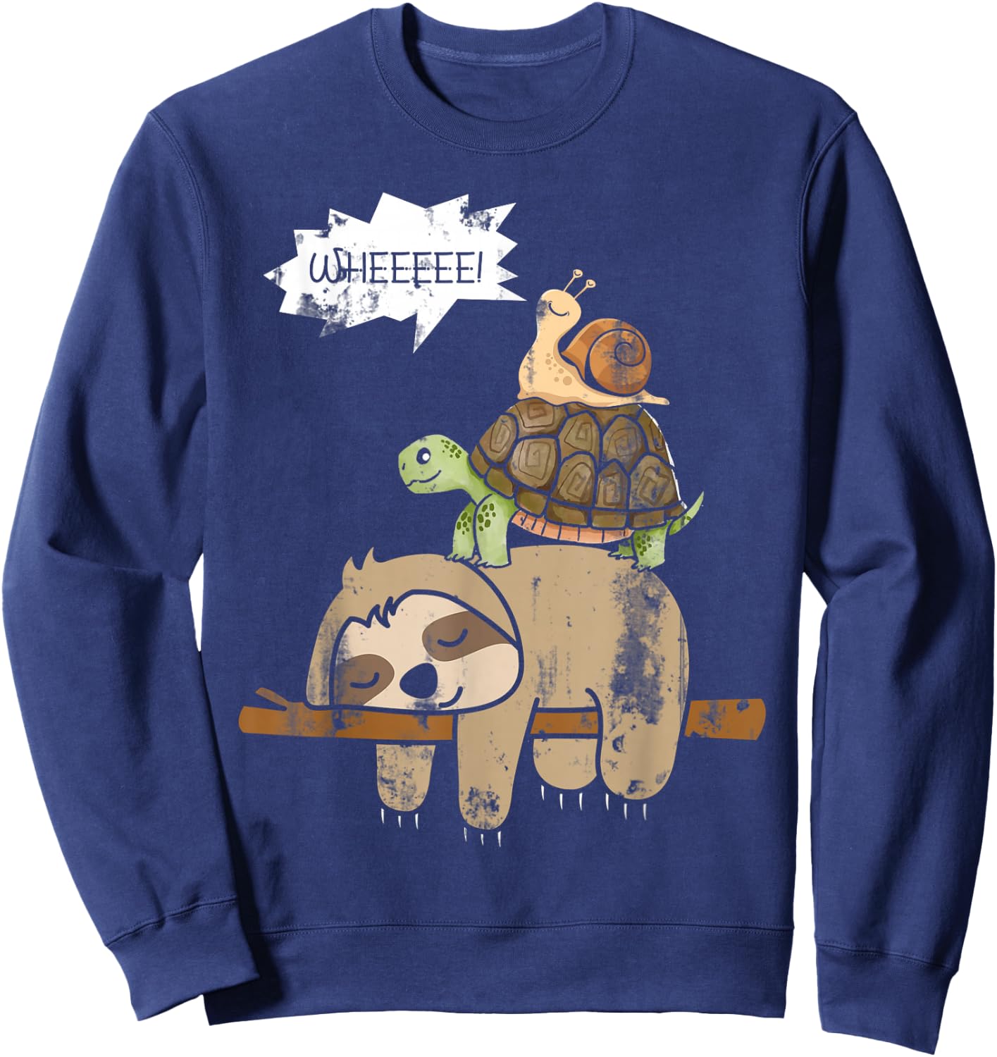 Turtle Riding A Sloth Whee Funny Sloth Sweatshirt - Sweatshirt | Navy