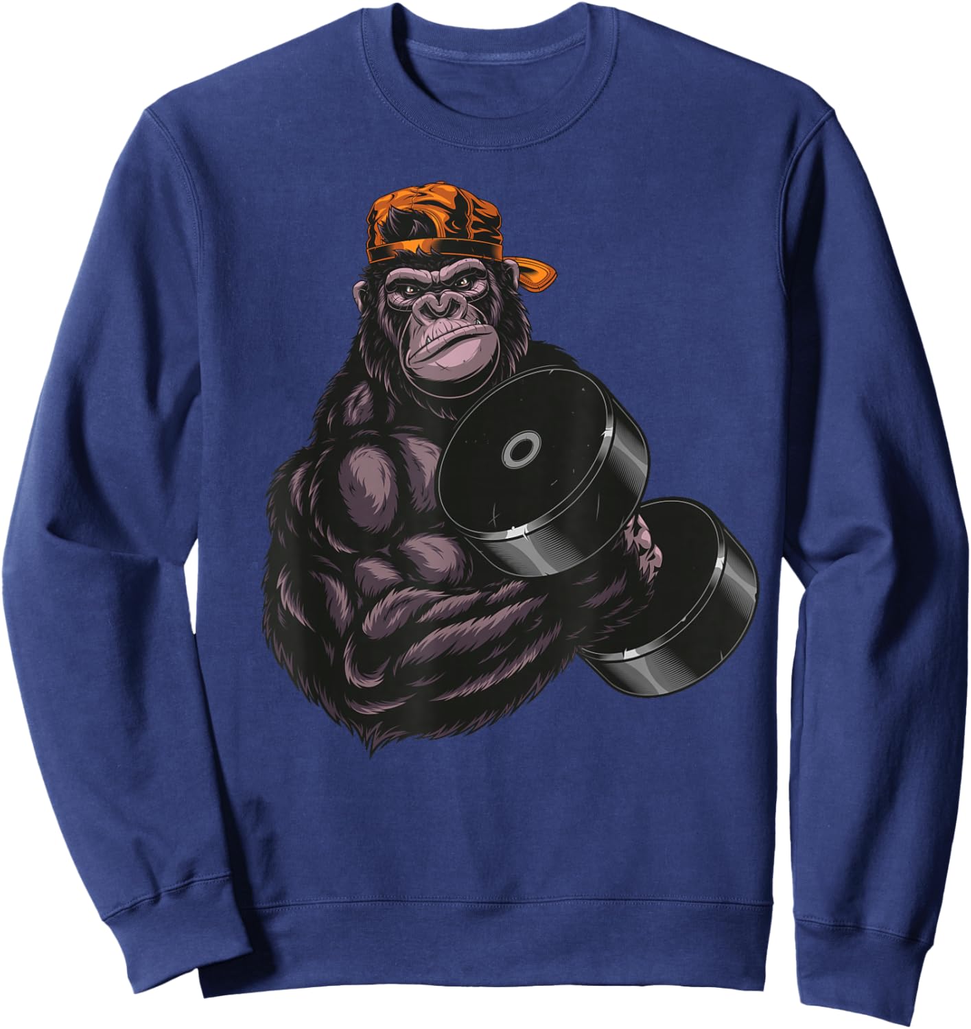 gorilla dumbbell Fitness Workout Gym for lover Bodybuilding Sweatshirt - Sweatshirt | Navy