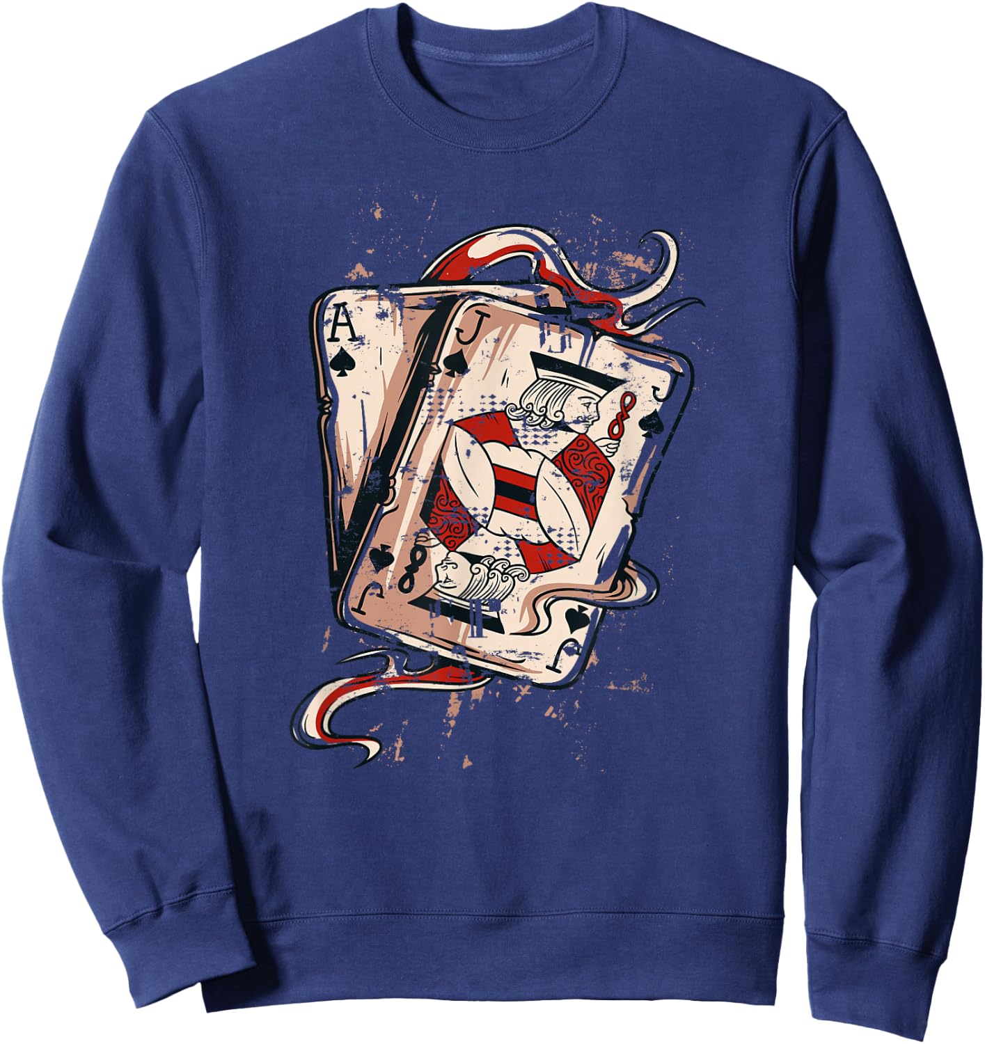 Black Jack Shirt, 21 Ace Jack Shirt, Poker Gamblers Sweatshirt - Sweatshirt | Navy
