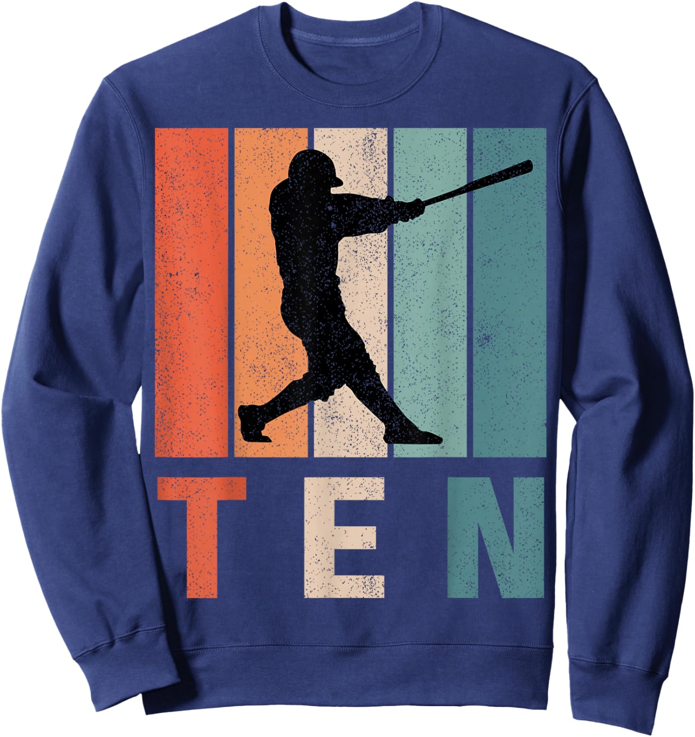 10th Birthday Retro Baseball Player Boys Kids 10 Years Old Sweatshirt - Sweatshirt | Navy