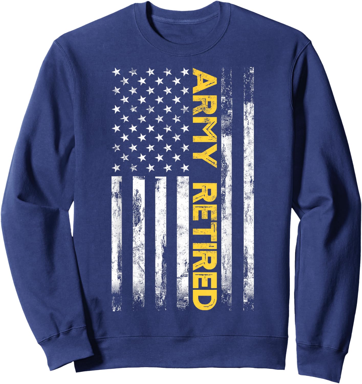 Army Retired Military Army Thin Goldline American Flag Sweatshirt - Sweatshirt | Navy